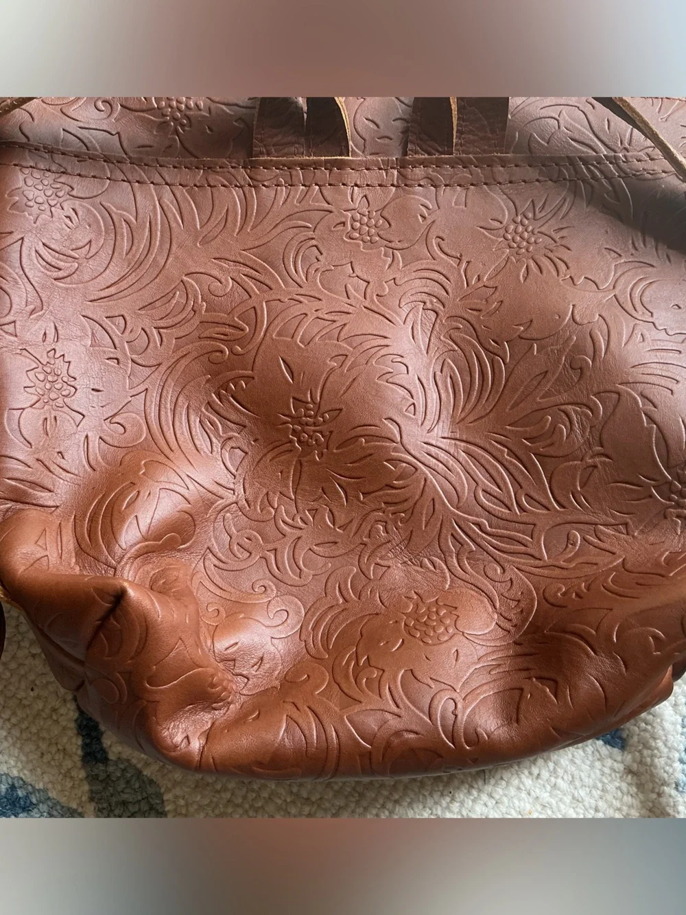 Portland Leather Goods, ‘Almost Perfect’ Embossed Leather Tote Backpack inMeadow